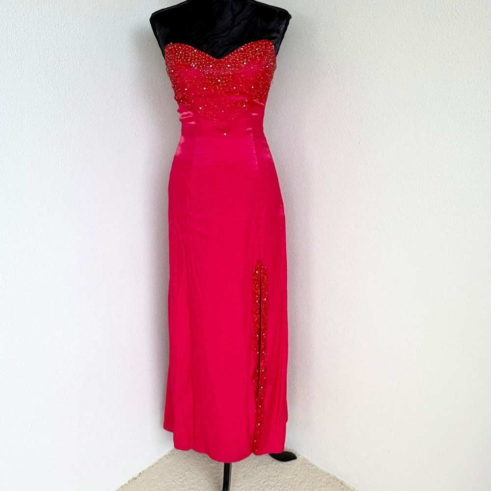 Alfred Angelo Beaded Gown Women's Size Small, Sweetheart Slit, Red